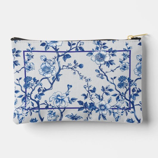 Gepersonaliseerde toilettas - Blauwe bloem Etui (Achterkant)