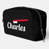 Gepersonaliseerde toilettas met rode tandenborstel toilettasje (Rechterhoek)