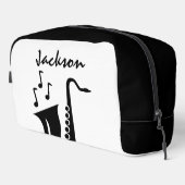 Gepersonaliseerde toilettas met saxofoon ontwerp toilettasje (Rechterhoek)
