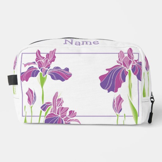 Gepersonaliseerde toilettas - Paarse irissen Toilettasje (Voorkant)