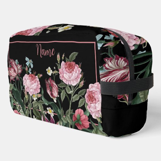 Gepersonaliseerde toilettas - Roze Bloemenmix Toilettasje (Linkerhoek)