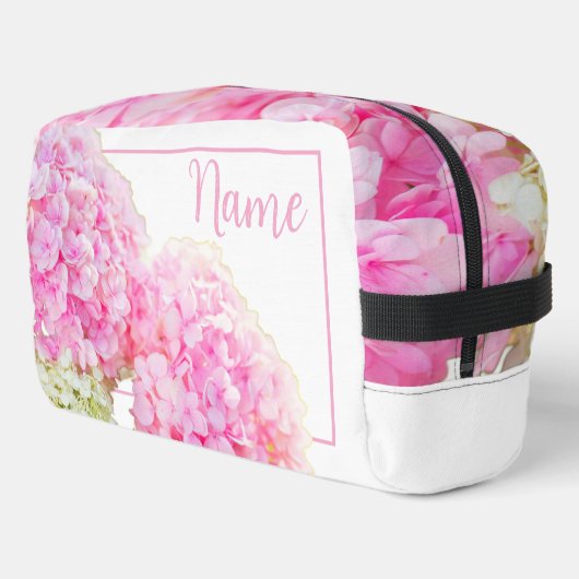 Gepersonaliseerde toilettas - Roze hortensia Toilettasje (Linkerhoek)