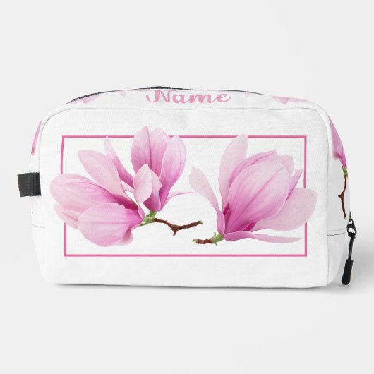 Gepersonaliseerde toilettas - Roze Magnolia Toilettasje (Voorkant)