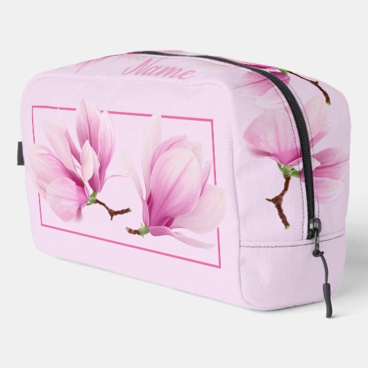 Gepersonaliseerde toilettas - Roze Magnolia Toilettasje (Rechterhoek)