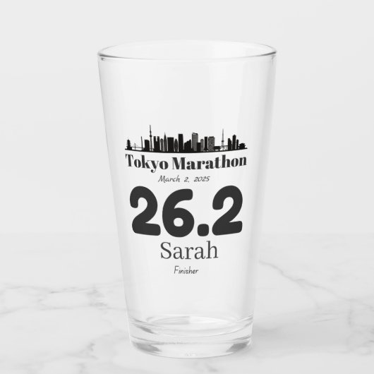 Gepersonaliseerde Tokyo Marathon Finisher, Run Tok Glas (Voorkant)