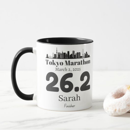 Gepersonaliseerde Tokyo Marathon Finisher, Tokyo 2 Mok (Met donut)