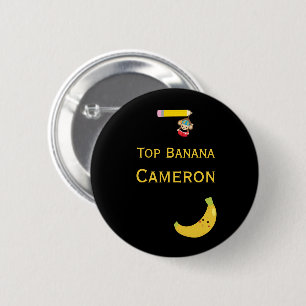 Gepersonaliseerde Top Banana met Hanging Monkey Aw Ronde Button 5,7 Cm