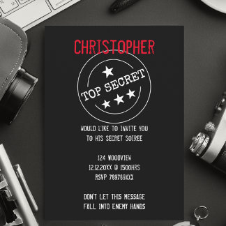 Gepersonaliseerde TOP SECRET Party Kaart