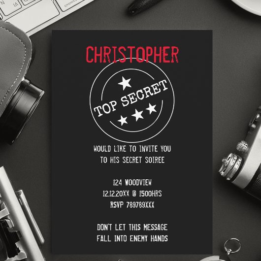 Gepersonaliseerde TOP SECRET Party Kaart