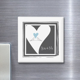 Gepersonaliseerde Tortelduifjes Lichtblauw Hart Magneet