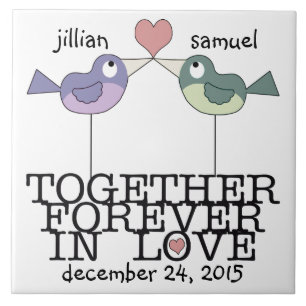 Gepersonaliseerde Tortelduifjes-samen voor altijd Tegeltje