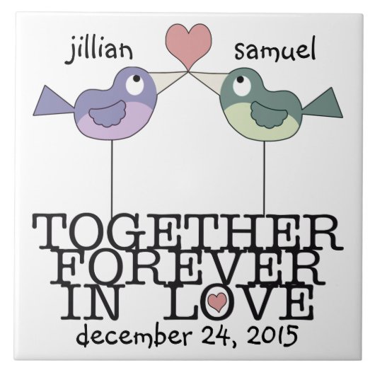 Gepersonaliseerde Tortelduifjes-samen voor altijd Tegeltje (Voorkant)