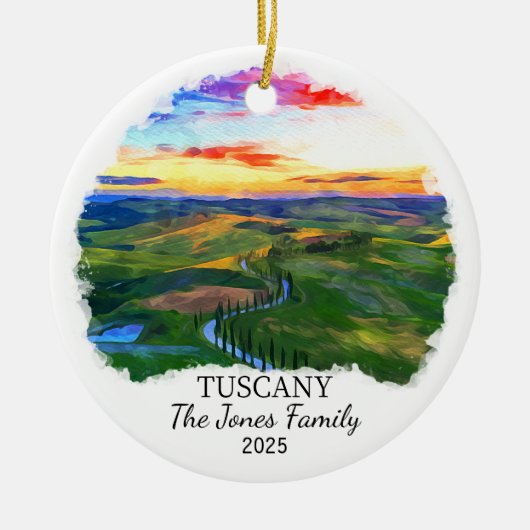 Gepersonaliseerde Toscane Ornament, Italië Gift Keramisch Ornament (Voorkant)