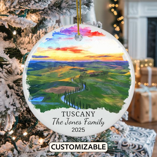 Gepersonaliseerde Toscane Ornament, Italië Gift Keramisch Ornament