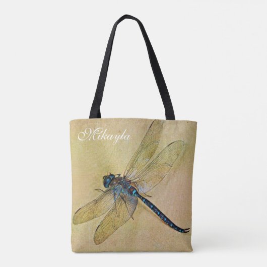 Gepersonaliseerde  tostolse blauwe dragonfly tote bag (Achterkant)