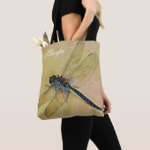 Gepersonaliseerde tostolse blauwe dragonfly tote bag (Dichtbij)