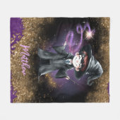 Gepersonaliseerde Tovenaar Jongen Zoon Verjaardags Fleece Deken (Voorkant (Horizontaal))