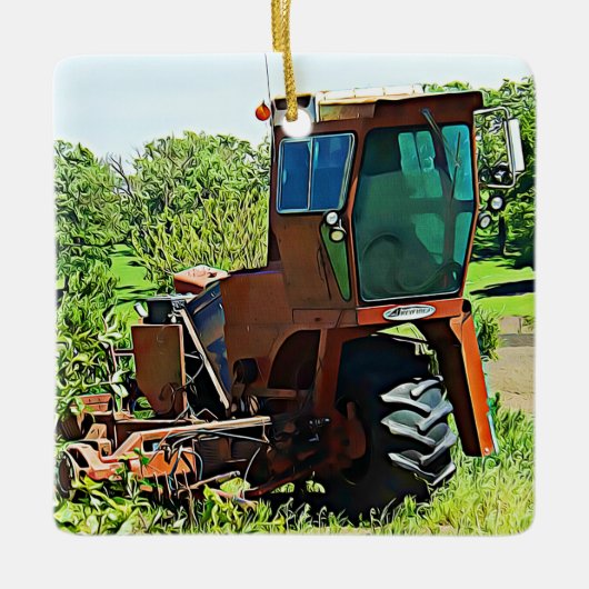Gepersonaliseerde Tractor Farming Midwest Kerstmis Keramisch Ornament (Voorkant)