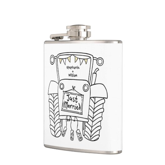 Gepersonaliseerde Tractor Land Huwelijkscadeau Heupfles (Links)