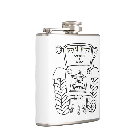 Gepersonaliseerde Tractor Land Huwelijkscadeau Heupfles (Rechts)