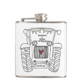 Gepersonaliseerde Tractor Land Huwelijkscadeau Heupfles (Voorkant)