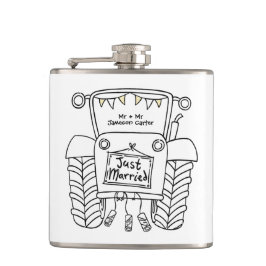 Gepersonaliseerde Tractor Land Huwelijkscadeau Heupfles