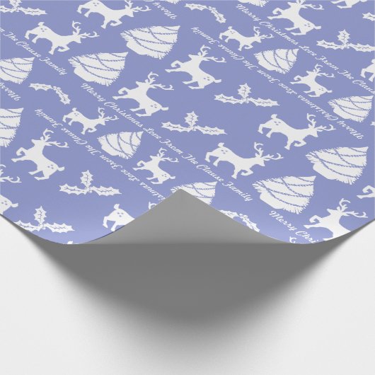 Gepersonaliseerde traditionele kerst rendieren cadeaupapier (Hoek)