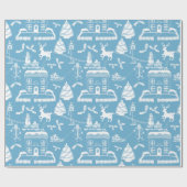 Gepersonaliseerde traditionele Kerstmis Winter Sce Cadeaupapier (Vlak)