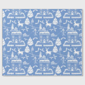 Gepersonaliseerde traditionele kerstscène cadeaupapier (Vlak)