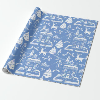 Gepersonaliseerde traditionele kerstscène cadeaupapier