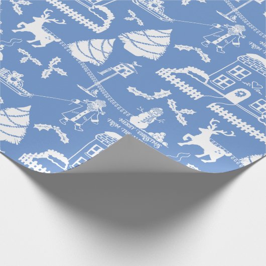 Gepersonaliseerde traditionele kerstscène cadeaupapier (Hoek)