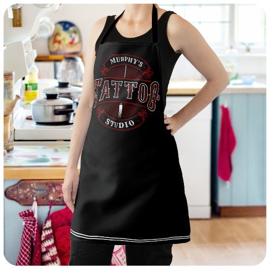 Gepersonaliseerde traditionele stijl tattoo studio schort