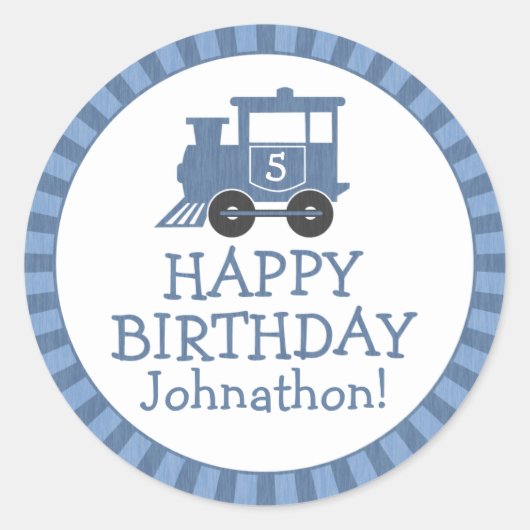 Gepersonaliseerde Train Kids Verjaardag Stickers D (Voorkant)
