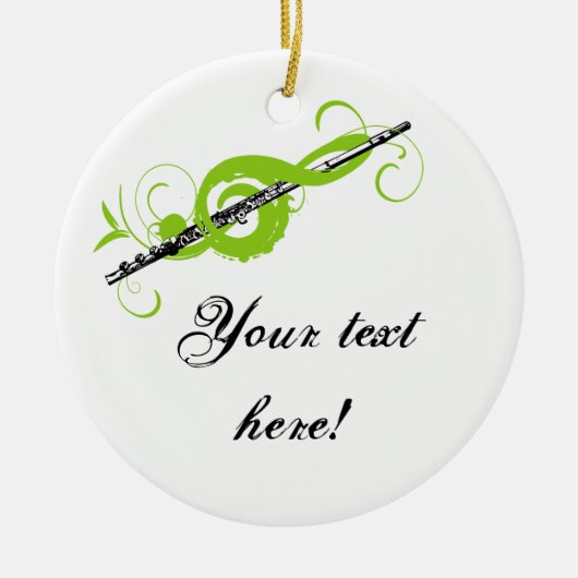Gepersonaliseerde Treble Clef & Fluit Keramisch Ornament (Voorkant)
