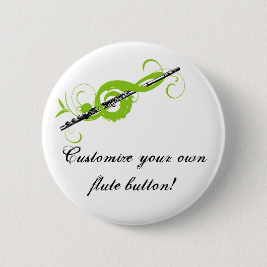 Gepersonaliseerde Treble Clef & Fluit Ronde Button 5,7 Cm (Voorkant)