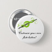 Gepersonaliseerde Treble Clef & Fluit Ronde Button 5,7 Cm (Voorkant /achterkant)