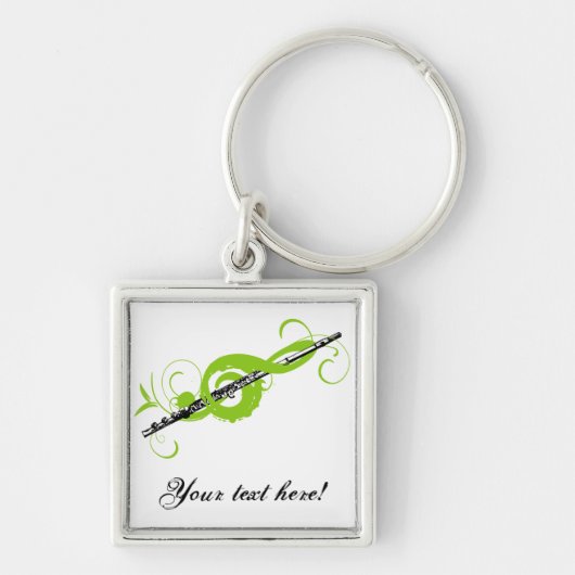 Gepersonaliseerde Treble Clef & Fluit Sleutelhanger (Voorkant)