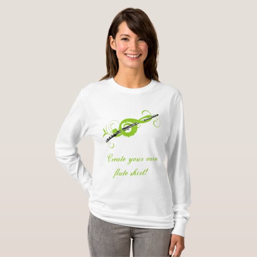 Gepersonaliseerde Treble Clef & Fluit T-shirt (Voorkant volledig)