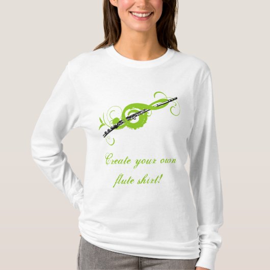 Gepersonaliseerde Treble Clef & Fluit T-shirt (Voorkant)