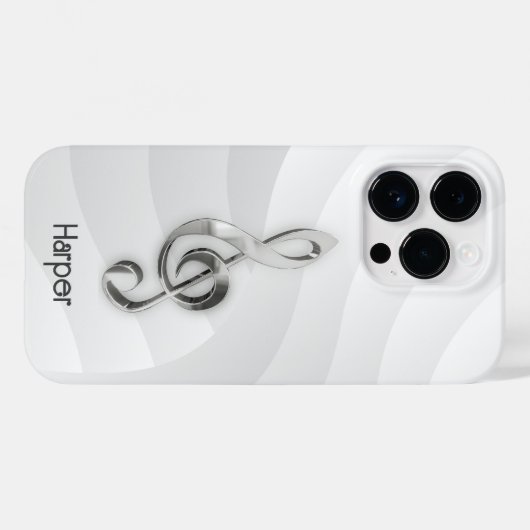 Gepersonaliseerde Treble Clef Muziek op wit & grij Case-Mate iPhone Case (Achterkant (horizontaal))