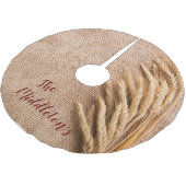 Gepersonaliseerde Tree Rok Tarwe op Burlap Sack Co Kerstboom Rok (Gekanteld)