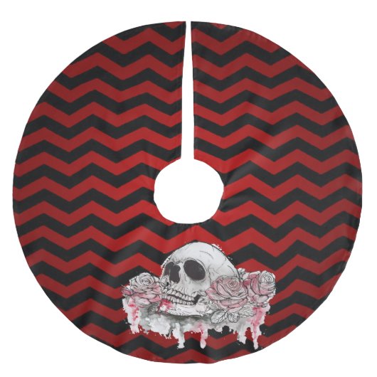 Gepersonaliseerde Tree Skirt schedel Roos gothic C Kerstboom Rok (Voorkant)