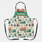 Gepersonaliseerde  trein kerst schort (Voorkant)