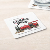 Gepersonaliseerde trein verjaardagsfeest Onderzett Kartonnen Onderzetters (Schuin)