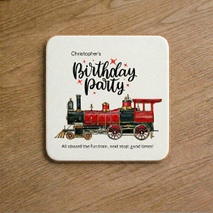 Gepersonaliseerde trein verjaardagsfeest Onderzett Kartonnen Onderzetters