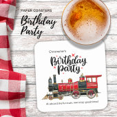 Gepersonaliseerde trein verjaardagsfeest Onderzett Kartonnen Onderzetters