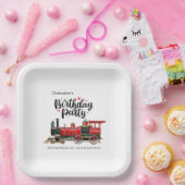 Gepersonaliseerde trein verjaardagsfeestje papier papieren bordje (Feest)