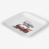 Gepersonaliseerde trein verjaardagsfeestje papier papieren bordje (Gebogen)