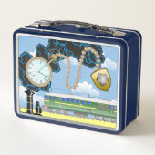 Gepersonaliseerde treinen metalen lunchbox (Achterkant)