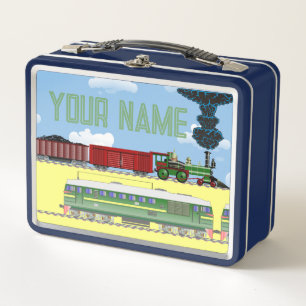 Gepersonaliseerde treinen metalen lunchbox